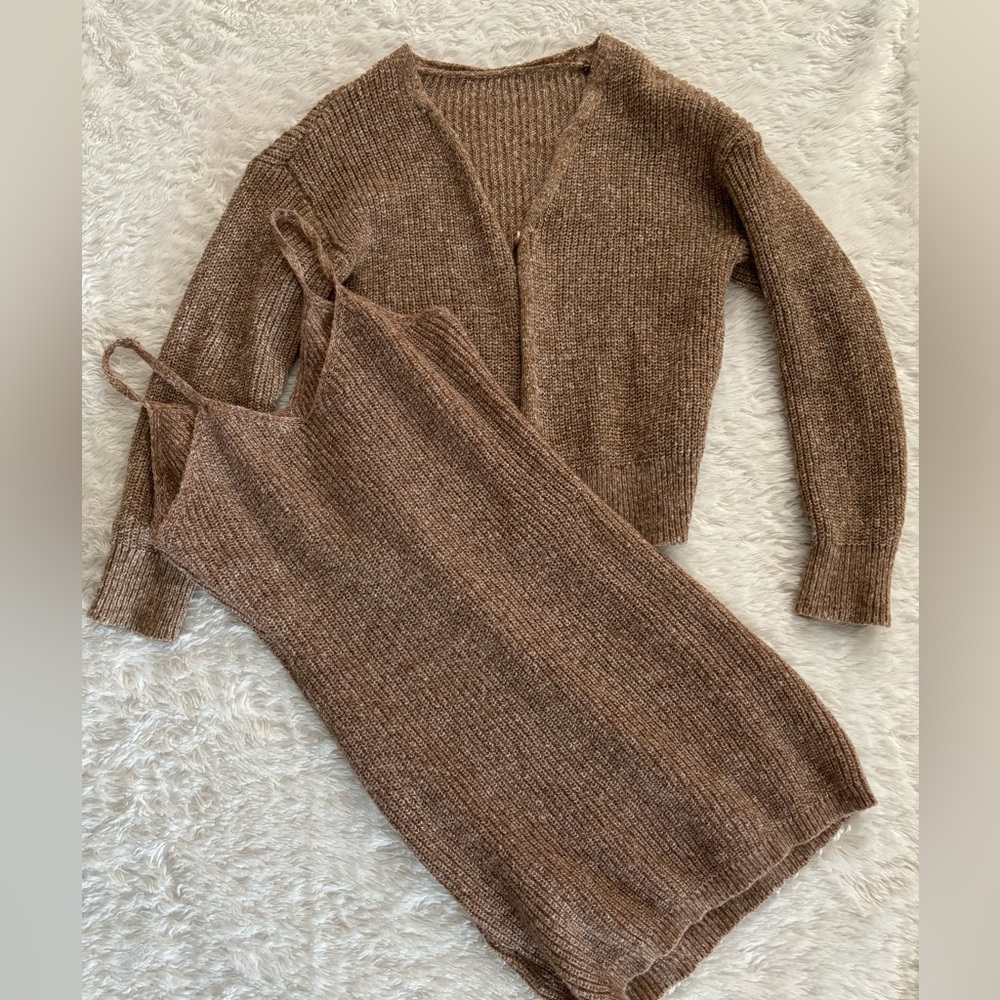Knit cardigan and Dress set
